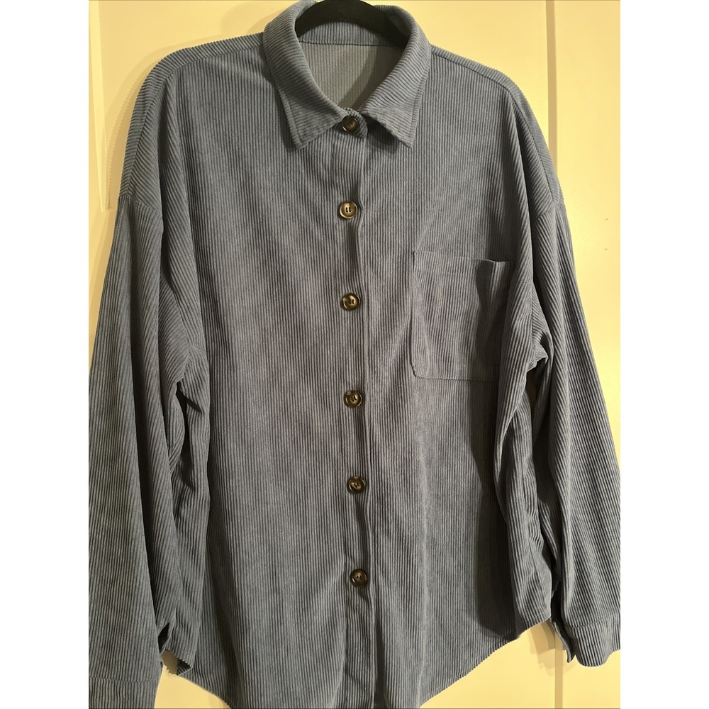 Unbranded Women's blue corduroy button-down shirt Size XL